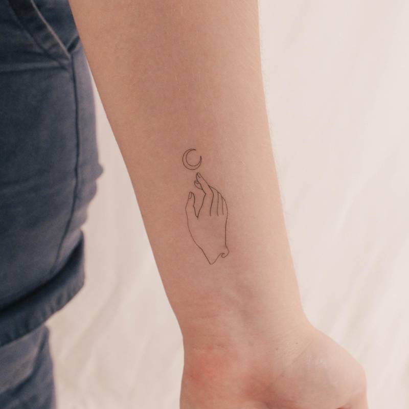 Mond Mondsichel Und Hand Temporäres Tattoo Von Jakenowicz | 3Er Set von Etsy - smalltattoos