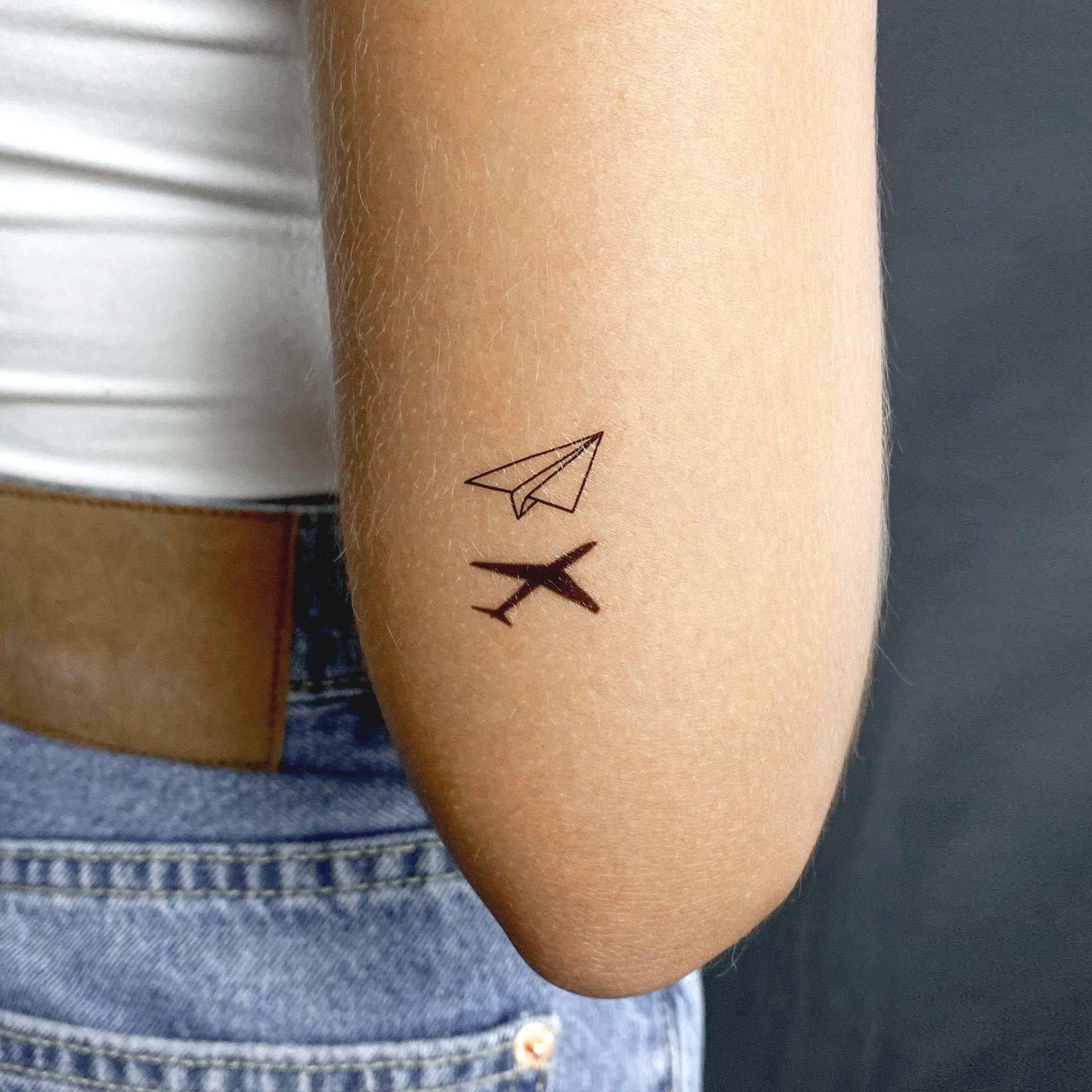 Papier Flugzeug Und Schatten Temporäres Tattoo | 3Er Set von Etsy - smalltattoos