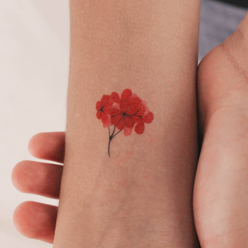 Rote Hortensie Temporäres Tattoo Von Zihee | 3Er Set von Etsy - smalltattoos