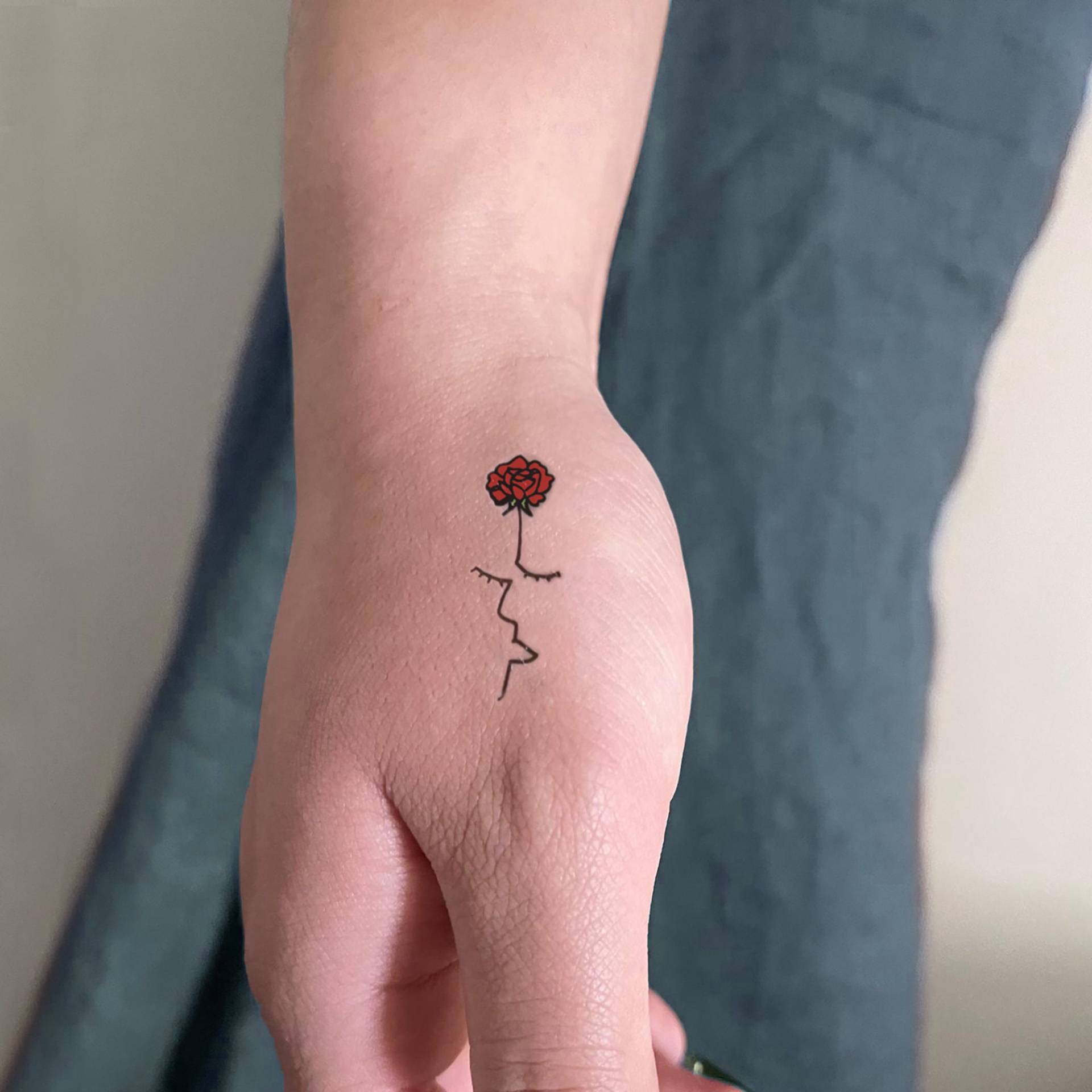 Verschlafene Rote Rose Temporäres Tattoo | 3Er Set von Etsy - smalltattoos