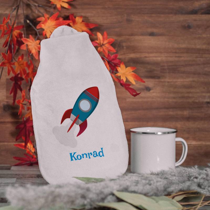 Wärmflasche "Rakete" Für Kinder Mit Individuellem Druck von Etsy - stempelfabrikde