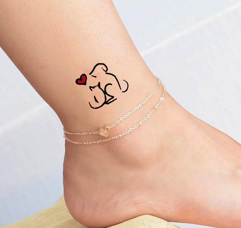 Mini Temporäres Tattoo/Hund Katze Liebe Schönes von Etsy - tattooprint