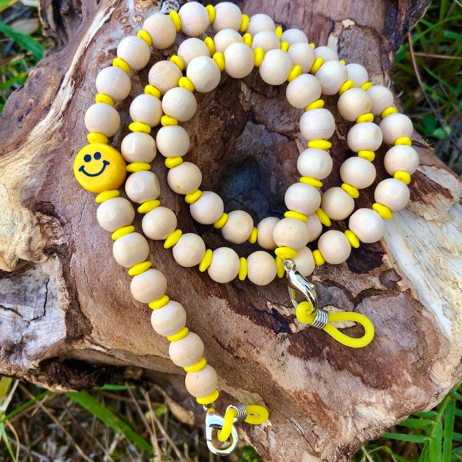 Brillenkette "Smiley - Wood Lemon" von Etsy - trudiloves