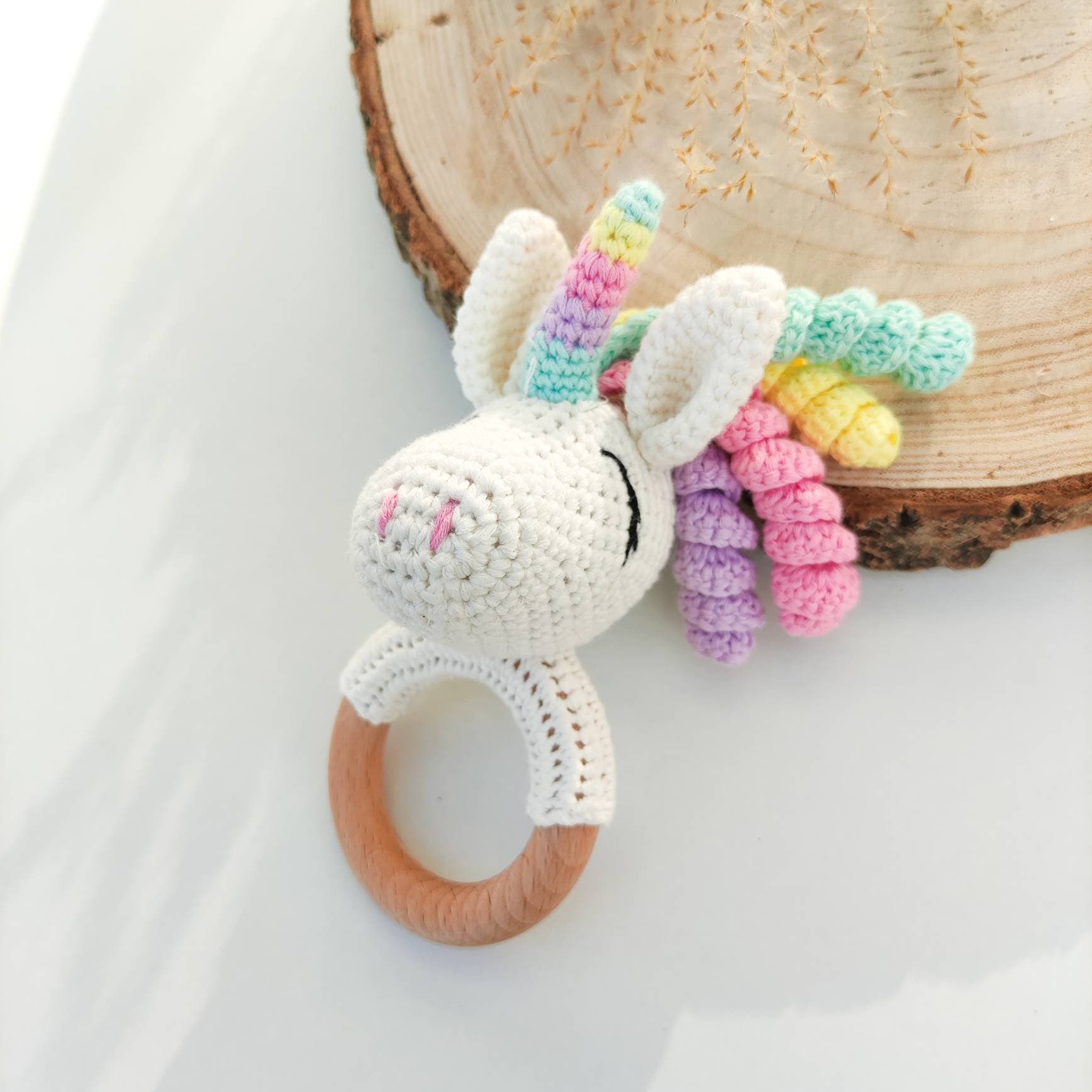 Set Häkel Reh Rehkids Rassel Einhorn Unicorn Holz Natur Baby Mädchen Rosa Amigurumi Häkeltier Gravur Creme Geburt von Etsy - tweetybabyshop24