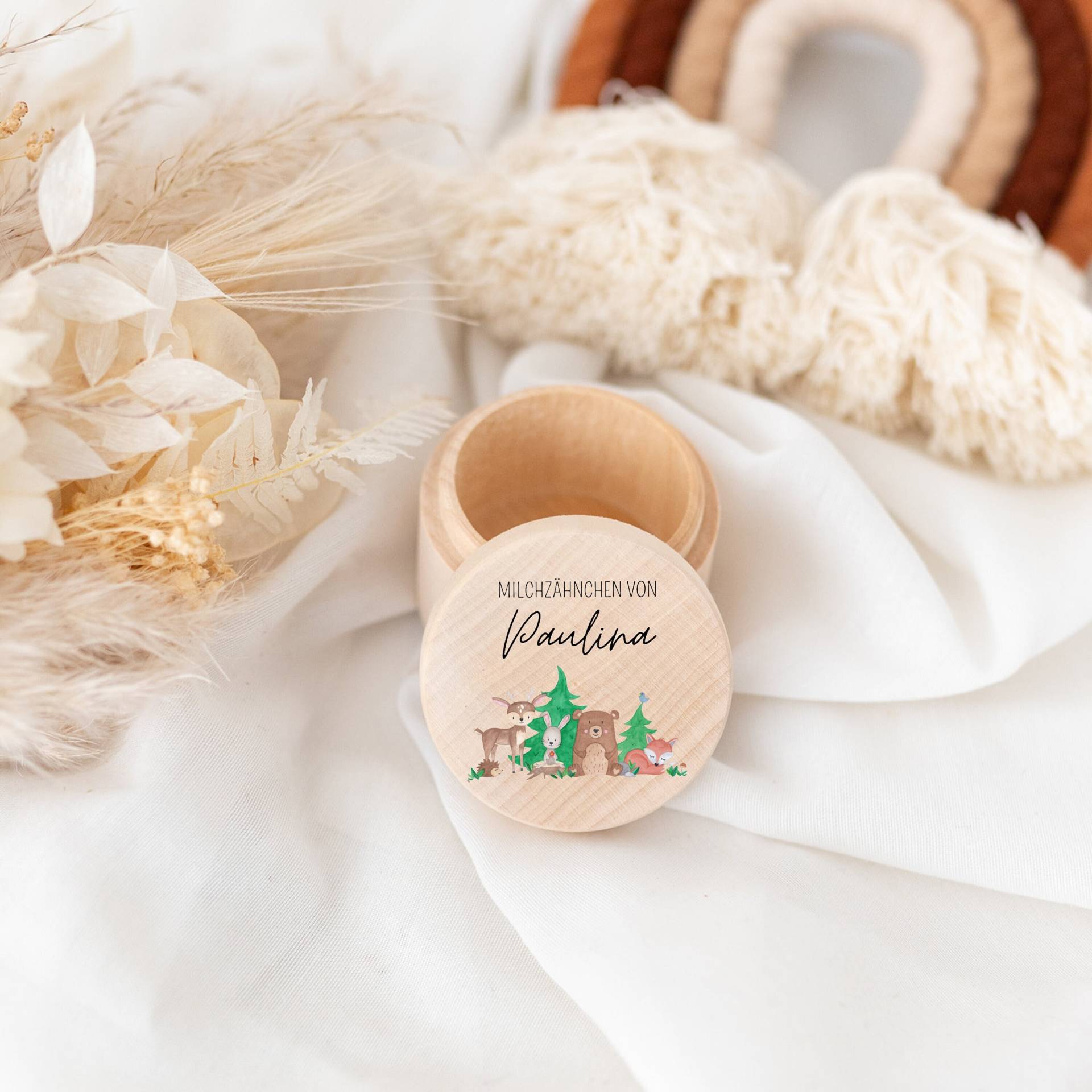 Zahndose Waldtiere, Milchzahndose, Milchzahndose Junge, Personalisiert, Babygeschenke, Mädchen, Zahnfee von Etsy - wunderwunsch