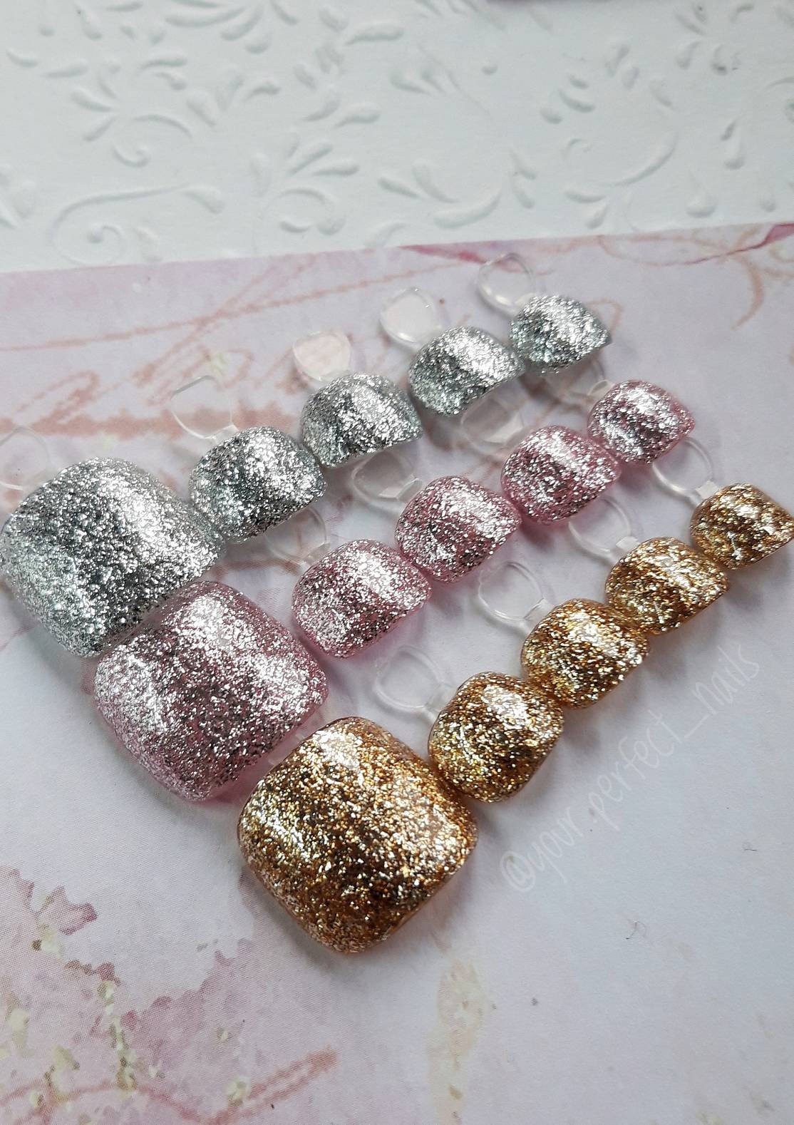 Zehennägel Zum Aufdrücken - „Glitzer" | Versandfertig Press On Nails Pediküre Nägel Aufdrücken Künstliche Falsche von Etsy - yourperfectnailss