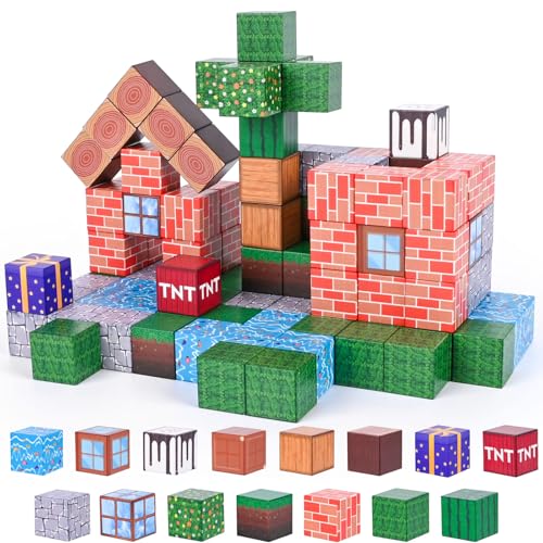 Euakee Magnetische Bausteine, 108 Stück Magnetic Blocks, Bauen Magnetbausteine Welt, Kreative Kinderspiele, Montessori Spielzeug, Magnetspielzeug für Jungen und Mädchen ab 3 4 5 6 7 8 Jahren von Euakee