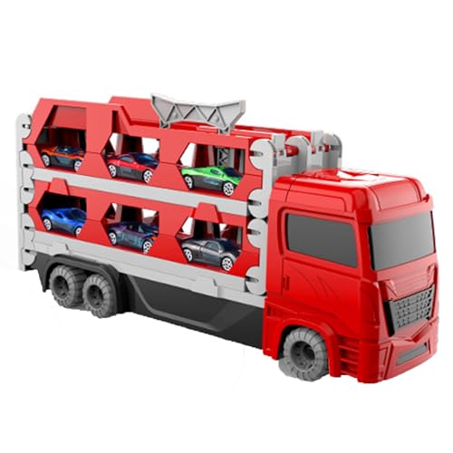 Euakee Carrier Truck Spielzeug für Kleinkinder, Diecast Transport Truck Car Toys Lange Rennstrecke für Jungen Kinder, Truck Spielzeug Geschenk für 2 3 4 5 Jahre alte Jungen und Mädchen (Rot) von Euakee