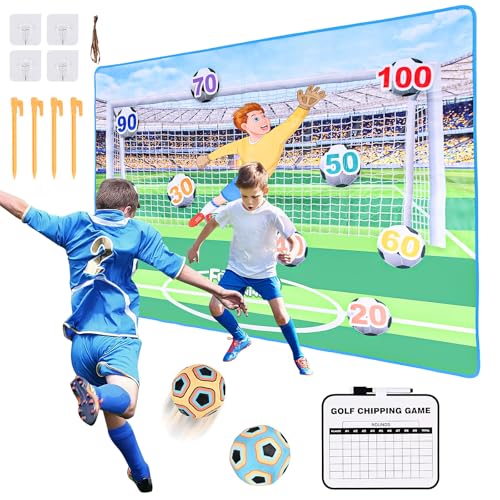 Euakee Fußball Spielzeugset für Kinder, Indoor Outdoor Spielzeug, Weich Flanell Fußballtore, Klettfußball Geschenke für Kinder Jungen Mädchen ab 3 4 5 6 7 8 Jahre von Euakee