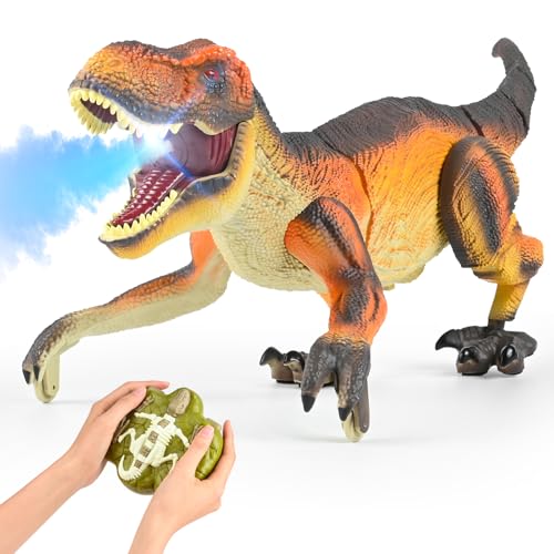 Ferngesteuerter Dino Geschenk für Kinder, RC T-rex Dinosaurier Spielzeug Elektrischer Prähistorische Kreaturen, Weihnachts- und Geburtstagsgeschenke für Jungen im Alter von 3-15 Jahren (Braun) von Euakee