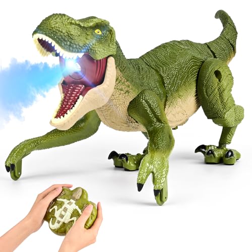 Ferngesteuerter Dino Geschenk für Kinder, RC T-rex Dinosaurier Spielzeug Elektrischer Prähistorische Kreaturen, Weihnachts- und Geburtstagsgeschenke für Jungen im Alter von 3-15 Jahren (Grün) von Euakee