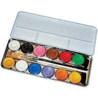 12 Schminkfarben- Schmink Palette im Metalletui, nachfüllbare Schminkbox , inklusive Profi-Pinsel von Eulenspiegel