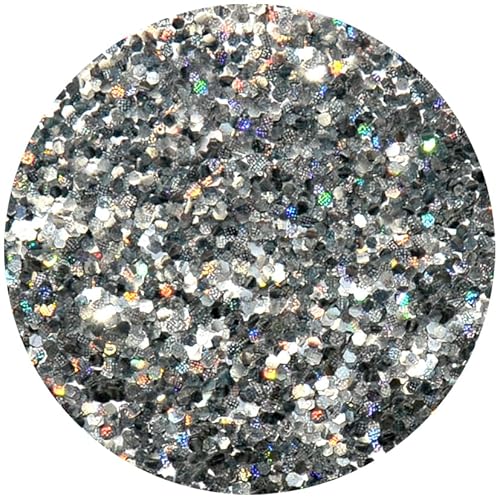 Eulenspiegel 907443 - Bio Glitter holografisch Silber, grob, 6 g, biologisch abbaubar, Glitzer für Gesicht & Körper von Eulenspiegel