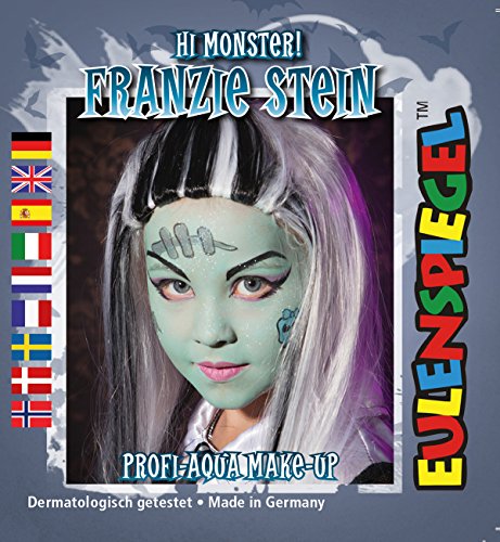 Eulenspiegel Kinderschminke-Set: Monster Make-up mit 4 Farben (Perlglanz-Polarblau, Perlglanz-Erdbeerrot, Pastellgrün, Schwarz), Pinsel & Schminkanleitung in Box von Eulenspiegel