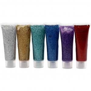 Glitter-Gel, Sortierte Farben, 6x18ml/ 1 Pck von Eulenspiegel