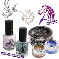 Glitzer Tattoo-Set Tribal-Tiere, viel Zubehör für hübsche Glitzertattoos von Eulenspiegel