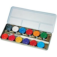 Kinder Make Up Box mit 12 Perlglanz-Farben, Schminkpalette im Metalletui, nachfüllbar, inkl. Profi-Pinsel von Eulenspiegel