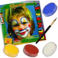 Kinderschminke-Set Clown, witziges Motiv, Profi-Aqua, 4 Farben+Pinsel von Eulenspiegel