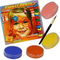 Kinderschminke-Set Flower Power, Top-Motiv, Profi-Aqua,4 Farben+Pinsel von Eulenspiegel