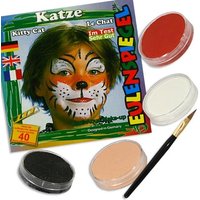 Kinderschminke-Set Katze, so süß!, Profi-Aqua, 4 Farben+Pinsel von Eulenspiegel