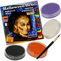 Kinderschminke-Set coole Halloween Hexe, Profi-Aqua,4 Farben+Pinsel von Eulenspiegel