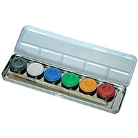 Schminkpalette mit 6 Farben im Metalletui, nachfüllbar, inkl. Profi-Schminkpinsel von Eulenspiegel