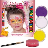 Schminkset Einhorn, 4 Farben, 1 Pinsel, Anleitung von Eulenspiegel