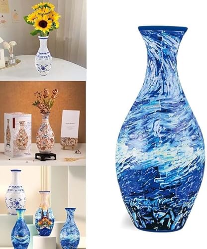 3D Vase Puzzles for Adults, DIY Kitchen Bouquet Unique Puzzles,3D Arts Puzzle Vase, Flower Vase Puzzle Accessories,for Home and Office Decor (Waves) von Eunmsi