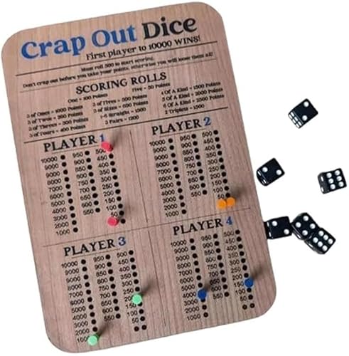 Eunmsi Crap Out Dice Score Board, Dice Scoreboard,Dice Game Fun Scoreboard,Crap Out Dice Score Board Score Sheets,Score Pads for Scorekeeping of Dice Game Delight (13cm) von Eunmsi