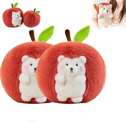 Eunmsi Lovely Apple Hedgehog Stuffed Animal Plush Pillow, Hedgehog Stuffed Animal,Detachable Apple Hedgehog Plush Toy, Apple House Hedgehog Hide and Seek Plush Toy (2 pcs) von Eunmsi