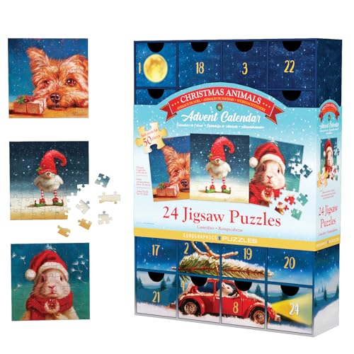 Eurographics 8924-5734 Funny Christmas Advent Calendar Santa Clause Weihnachtsmann Puzzle, verschieden, 5 x 5 inches von EuroGraphics