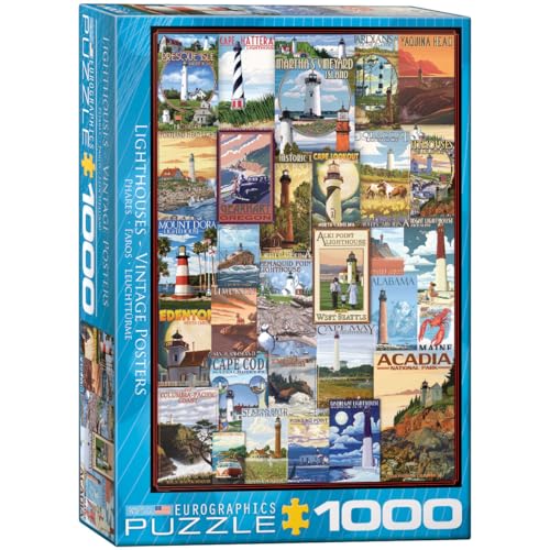 Eurographics 6000-0779 Lighthouses Vintage Posters Puzzle, Mehrfarbig, 48 x 68 cm von EuroGraphics