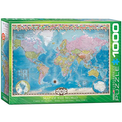 Eurographics 6000-0557 Map of the World with Flags Puzzle, Mehrfarbig, 48 x 68 cm von EuroGraphics