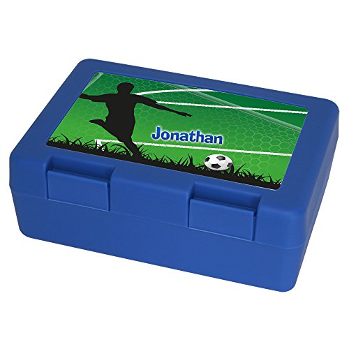 Fußball-Brotdose mit Namen Jonathan und schönem Fußballer-Motiv für Jungs - Brotbox - Vesperdose - Vesperbox - Brotzeitdose mit Vornamen, blau - Brotbox - Vesperdose - Vesperbox - Brotzeitdose mit Vornamen - Brotbox - Vesperdose - Vesperbox - Brotzeitdose mit Vornamen von Eurofoto