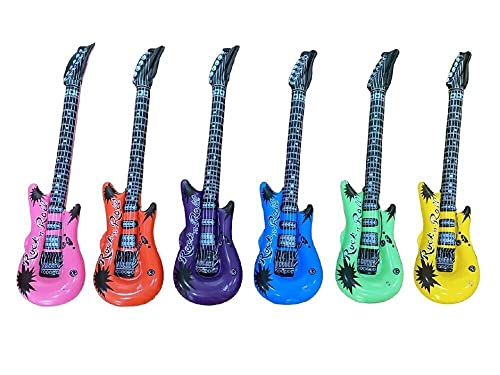 6 x aufblasbare Gitarre ver.Farben Luftgitarre 55cm Party Scherzartikel Gitarren von Kindpack