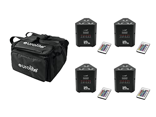 EUROLITE Set 4X AKKU TL-3 QuickDMX + Soft-Bag | 4X Truss-Innenlicht mit 3 x 3-W-3in1-LED mit QuickDMX-Transceiver inklusive Softbag von Eurolite