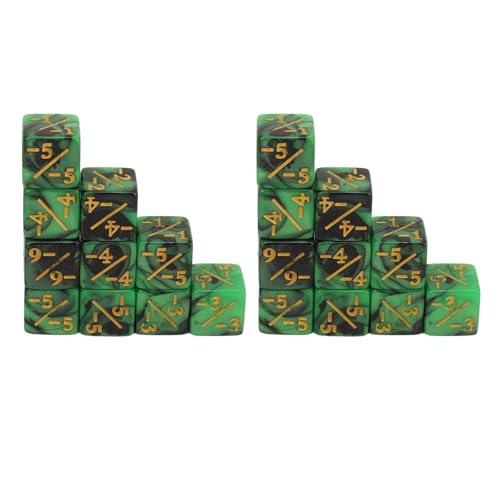 Eurollar 20-teiliges Würfelset, 16 mm, 6-seitige Kunststoff-Zahlenwürfel, pädagogische Mathe-Symbolwürfel für Lehren, Lernen, Zählen, Brettspiele, Klassenzimmer-Set, (Green with Minus Sign) von Eurollar