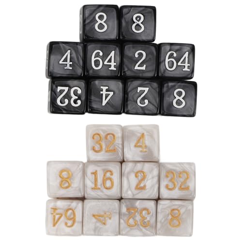 Eurollar 20pcs Dice Set, 20PCS Pearl White and Black Numbered Dice, Square Corner Foam Math Manipulatives, Multiple of 2 Number Plastic Dice for Games, Board Games, Classroom von Eurollar