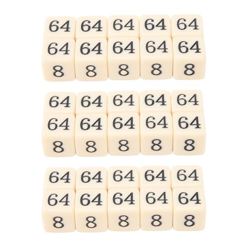 Eurollar 30-teiliges Würfelset, 15,5 mm, 6-seitige Zahlenwürfel, Vielfaches von 2 Mathe-Zählwürfeln, pädagogische Mathematik-Manipulation aus Kunststoff für Lehren, Lernen, (Beige Yellow 9) von Eurollar