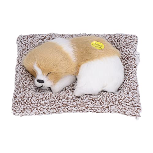 Eurollar Wohndekorationen für Wohnzimmer, realistischer schlafender Welpe, Plüschtier mit Sound, Tischdekoration, für Zimmer, Wohnzimmer, Schreibtisch (Earthy White Block Sleeping Dog) von Eurollar