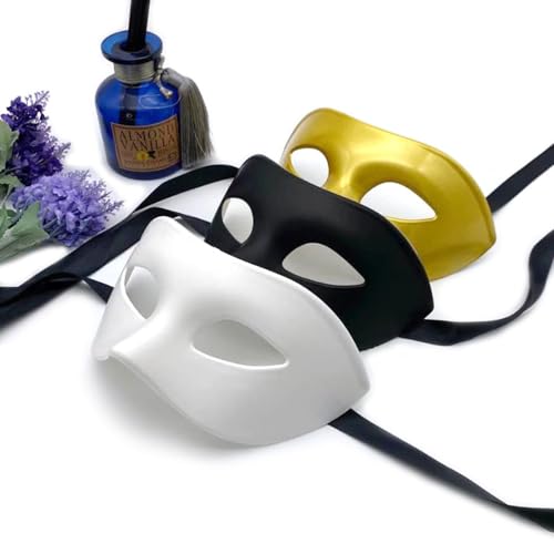 Drei Halloween-Maskerade-Partys mit schwarzen Masken für Erwachsene, Halbgesichtspartys für Männer, Retro- und hübsche Masken für Urlaubsauftritte von Europesiyu