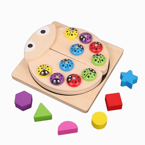 Europesiyu Baby Angeln Spielzeug Set, Kinder Magnetisches Holz Früherziehung Puzzle, Jungen und Mädchen Fangen Marienkäfer Spiel von Europesiyu