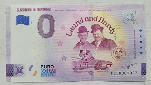 Eurosouvenir 0-Euro-Schein Laurel and Hardy TM - Malta Souvenirschein Null Euro € Sammler Dick und Doof Souvenirschein Erwachsene von Eurosouvenir