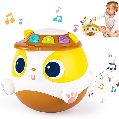 Eutionho Montessori Baby Spielzeug 1 Jahr Geburtstag,Musikalische Spielzeug Baby 6 8 9 Monate Musical Toys Nettes Hund geformte Trommel Rollen, Babygeschenke für Jungen Mädchen von Eutionho