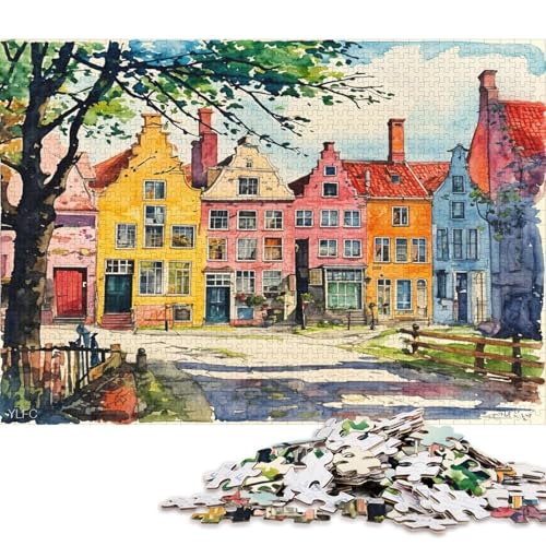 Bunte Kunst 1000 Teile Christmas Erwachsene Puzzles Educational Game Geburtstag Family Challenging Games Home Decor Stress Relief Toy 1000pcs (75x50cm) von Euxclxcl