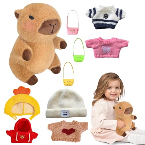 Euyehn Gefüllter Capybara, süßer Plüsch-Capybara - 9,06 Zoll Capybara-Plüschtier-Set | Cartoon-Anziehpuppenpullover, Plüschtier-Begleiter, Sammlerstück für Kleinkinder, Mädchen im Alter von 4–12 von Euyehn