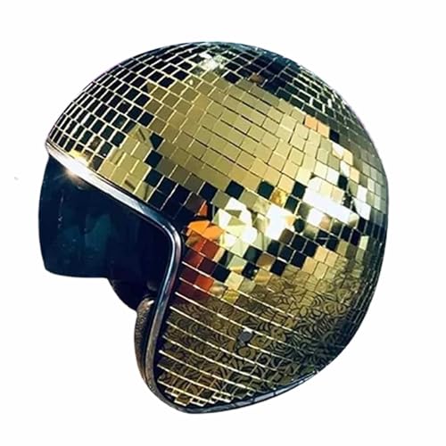 Euyehn -Helm, Disco-Kappe mit einziehbarem Sonnenschutz, Glitzer-Spiegelball-Helm, Disco-Party-Helm, Hut für DJ-Club, Bühnenparty, Hochzeit, Urlaub von Euyehn