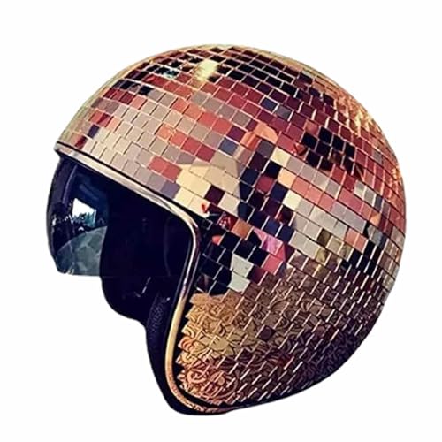 Euyehn -Helm, Disco-Kappe mit einziehbarem Sonnenschutz, Glitzer-Spiegelball-Helm, Disco-Party-Helm, Hut für DJ-Club, Bühnenparty, Hochzeit, Urlaub von Euyehn