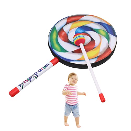 Euyehn Lollipop-Trommel mit Trommelschläger - Handtrommel, musikalisches pädagogisches Schlaginstrument - Interaktives Kinderspielzeug, langlebige Kindertrommel für , Kinder, Mädchen ab 3 Jahren von Euyehn