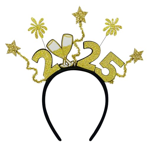 Euyehn Neujahrs-Stirnband – Goldene Glitzer-Stirnbänder | Foto-Requisiten, Festival-Kopfschmuck, 2025 Partys, Stirnband für Feiertage, Weihnachten von Euyehn